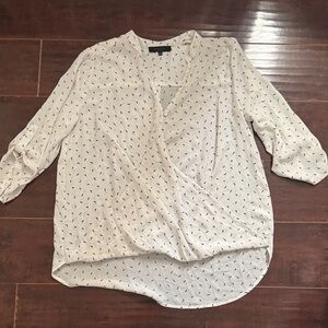 BE COOL White Blouse with Black Bird  Pattern